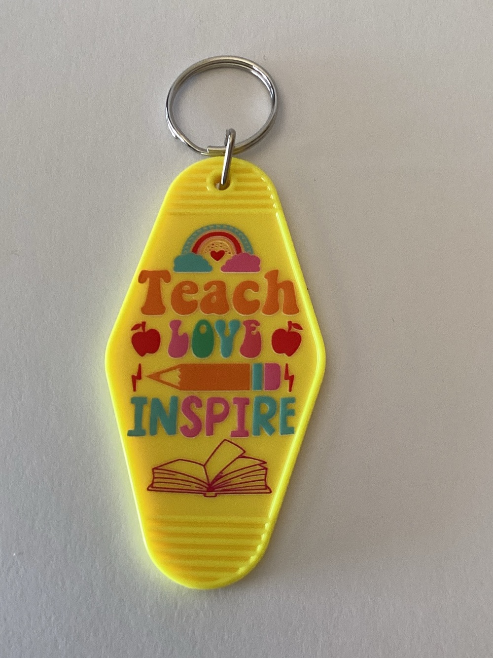 Yellow 'Teach Inspire' Teacher Keychain
